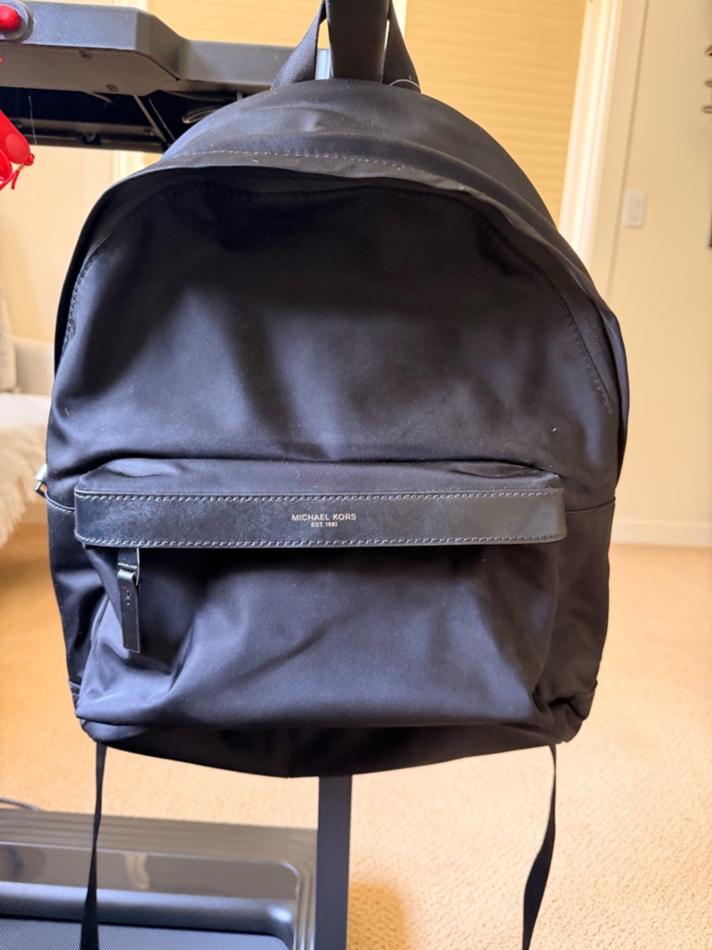 Michael Kors Black Nylon Backpack with Front Zip Pocket